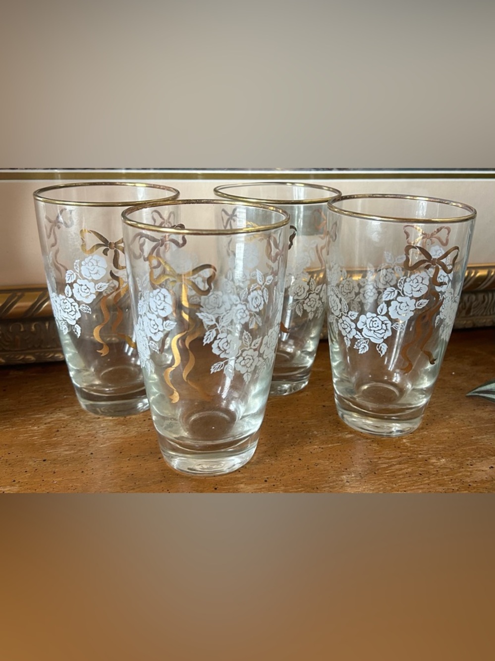 Vintage Libbey Classic Rose Tumblers - Set of 4